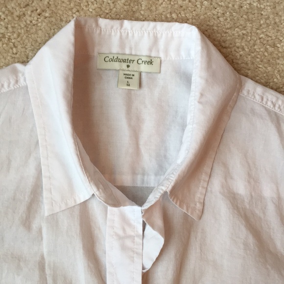 Coldwater Creek size L 14 white long sleeve shirt - Picture 2 of 4